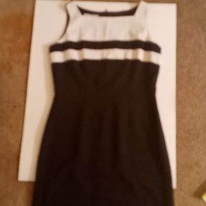 Black and white knee length dress